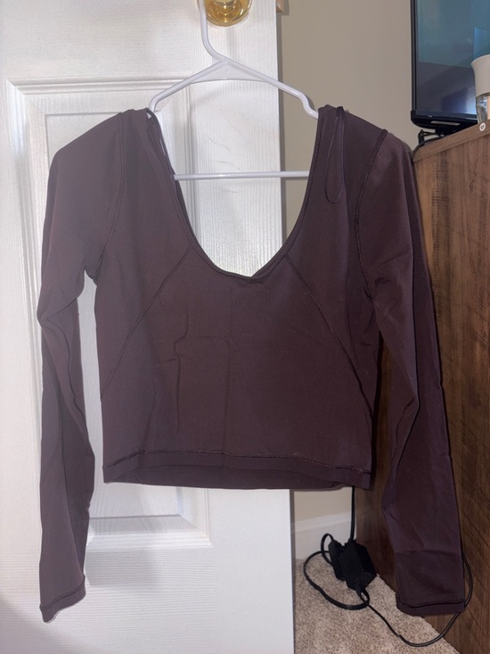 lululemon athletica Tops - lululemon athletica Long-Sleeve Scoop Crop Top in Deep Chocolate
